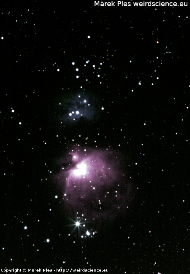 Ilustracja do artykułu "M42 i M43 - Wielka Mgławica Oriona, Rybi Pysk i Mgławica de Mairana"